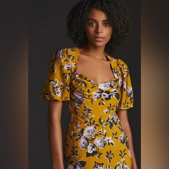 Maeve Floral Puff-Sleeve Midi Dress - Picture 3 of 7